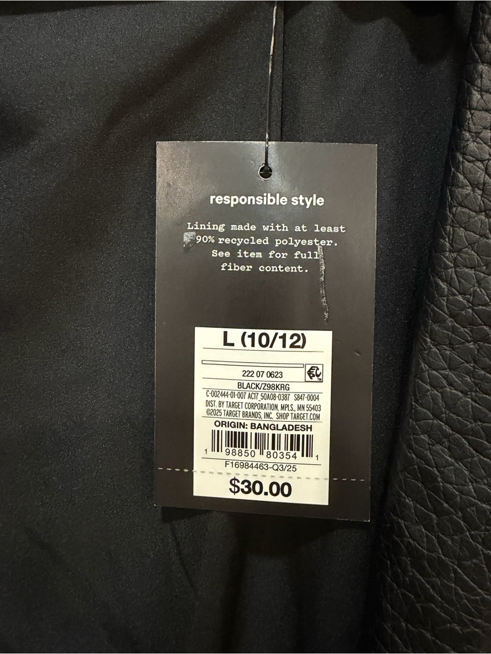 NWT Art Class Girls Size L (10-12) Black Faux Leather Biker Moto Jacket - Picture 7 of 12